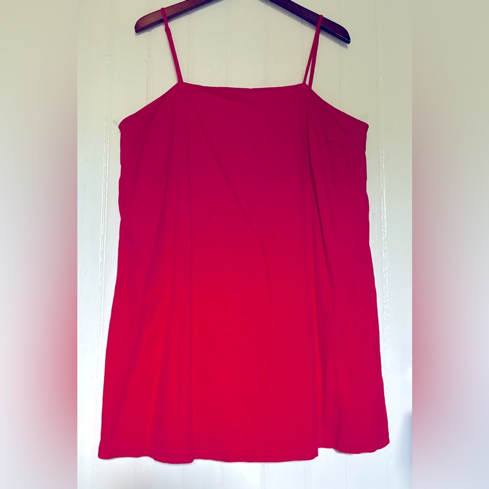 A New Day Linen A-Line Mini Dress, Adjustable Straps, Zipper Back, True Red, XL